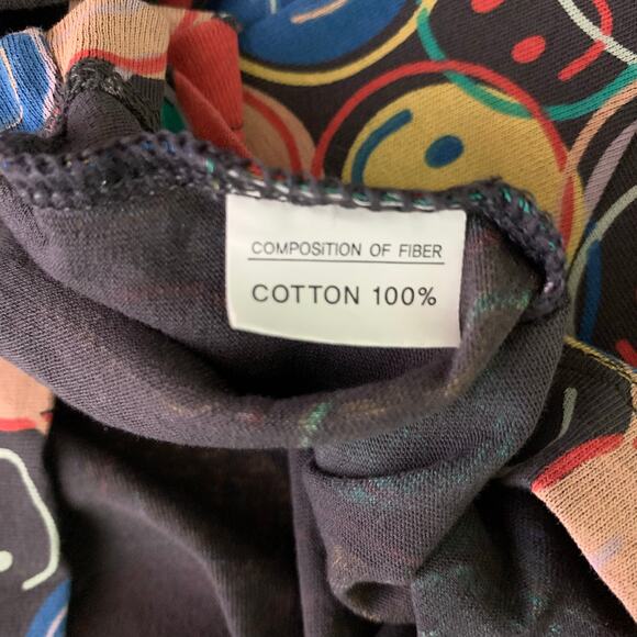 GLASSWORKS LONDON Large Tee Smiley Face Cropped Crew Neck Oversized Artsy Cotton - Picture 8 of 10